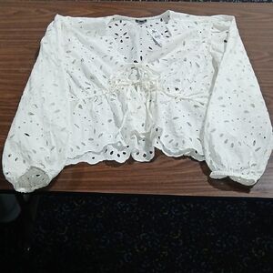 Express White Eyelet Blouse